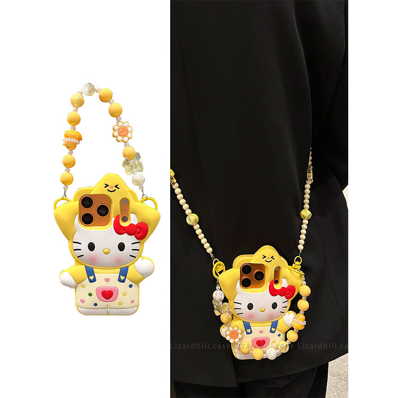 超可爱背带裤kt适用苹果17pro手机壳新款iphone16promax软硅胶15p女全包防摔14pro斜挎背带挂绳13