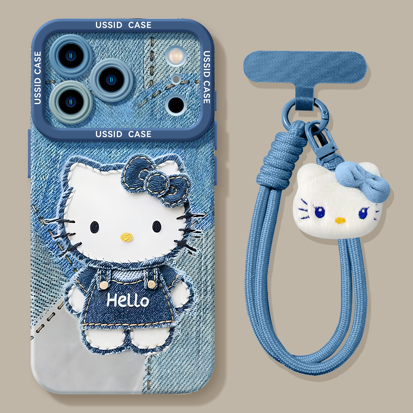 适用苹果17promax手机壳iphone17pro/17可爱牛仔Hello Kitty16promax/16硅胶软壳手机链防摔镜头保护手机壳
