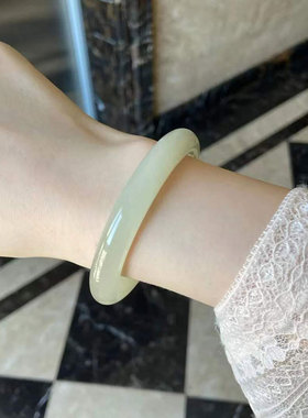 天然冰种青白玉手镯女小众