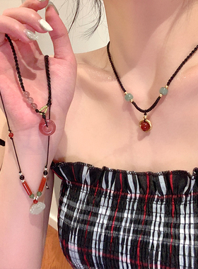 新中式红玛瑙平安扣项链轻奢