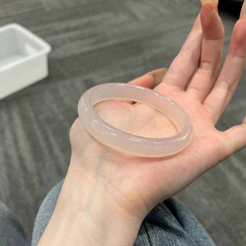 冰透白月光金色白冰玛瑙手镯