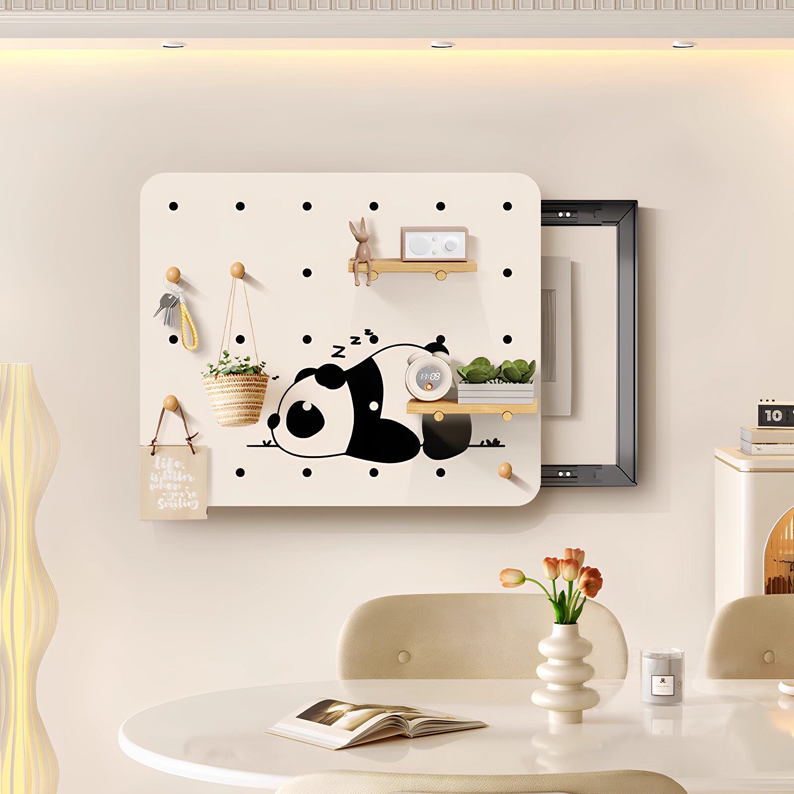 洞洞板电表箱装饰画 画简约现代免打孔电闸盒总开 关多媒体箱遮挡