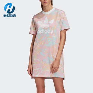 DRESS 女子运动短袖 阿迪达斯正品 连衣裙 GL6134 三叶草TEE Adidas