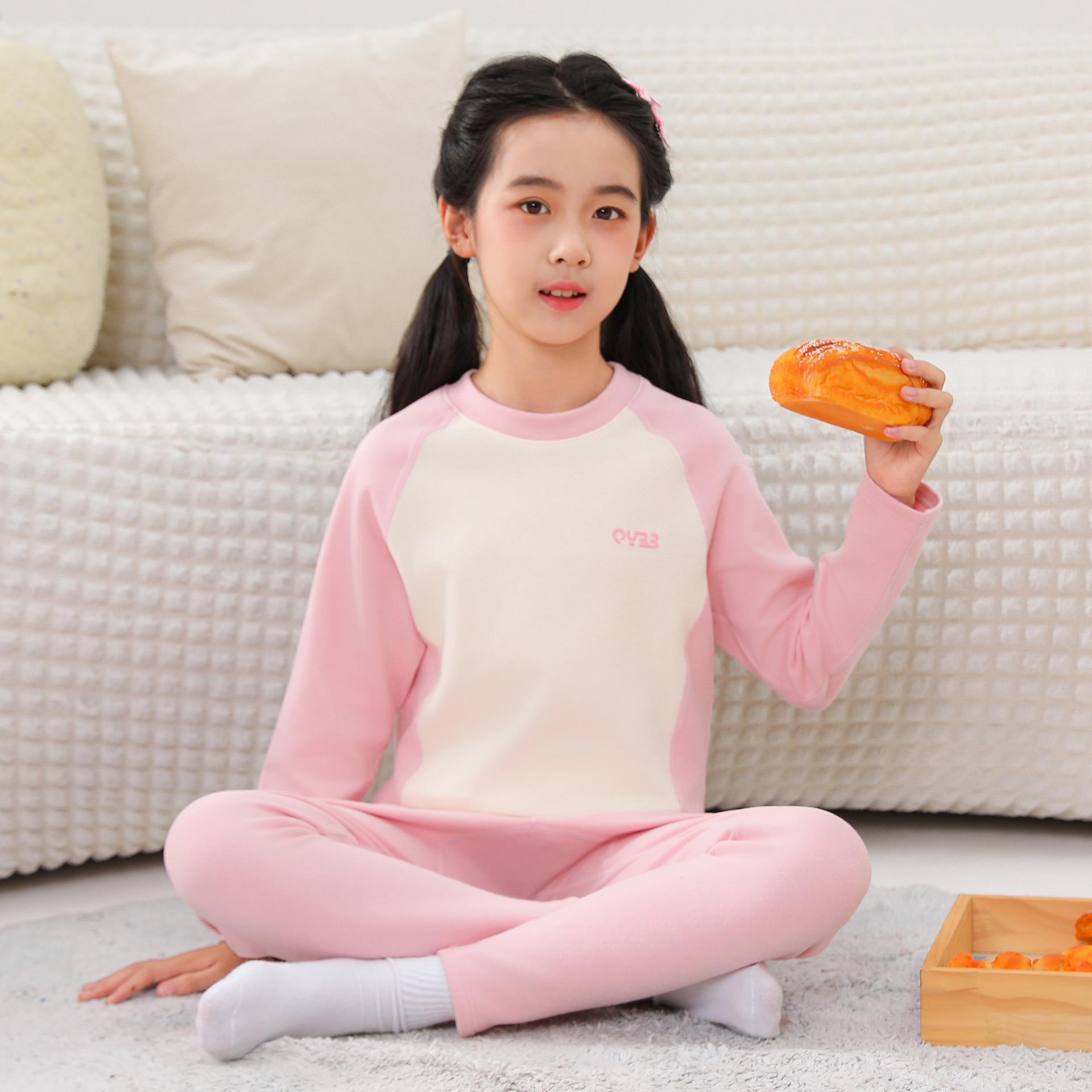 10A抗菌 儿童保暖内衣套装男女童香蒲绒棉秋衣秋裤中小学生打底衫