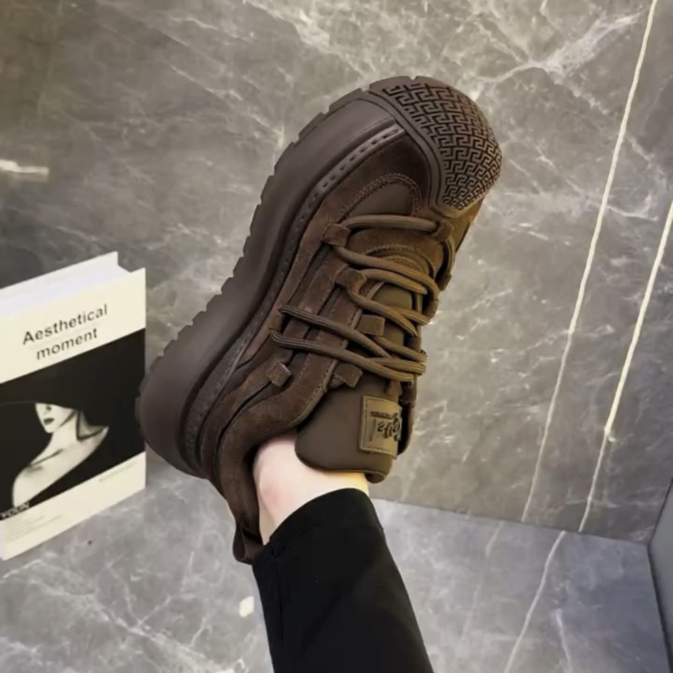 广州春季新款老爹鞋时尚潮鞋抽绳真皮高级感运动高奢休闲男鞋0703,流行男鞋,老爹鞋,淘宝优惠券,粉丝福利购,淘宝优惠卷