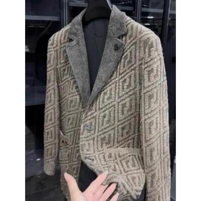 25869秋冬季男士新品中长款雪尼尔保暖大衣外套高级感高品质轻奢