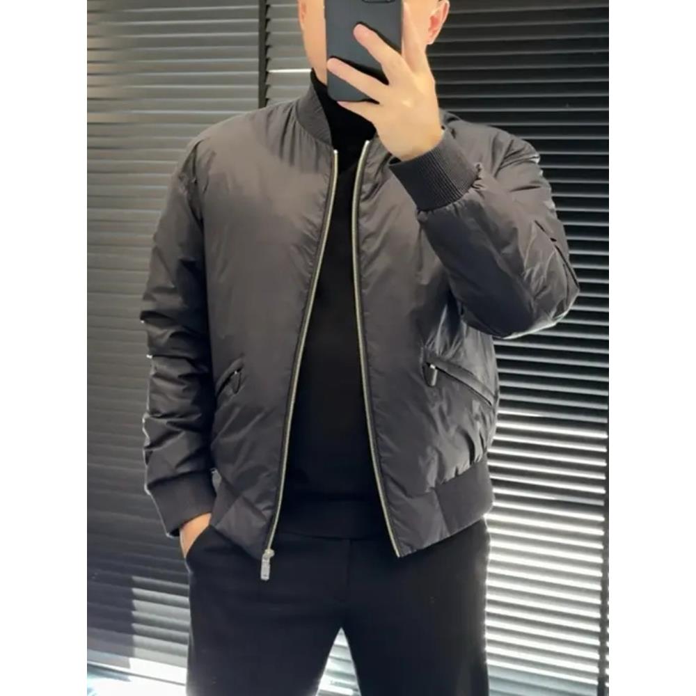 877808冬季男士新品鹅绒拼绵羊皮羽绒服夹克外套轻奢风时尚百搭酷