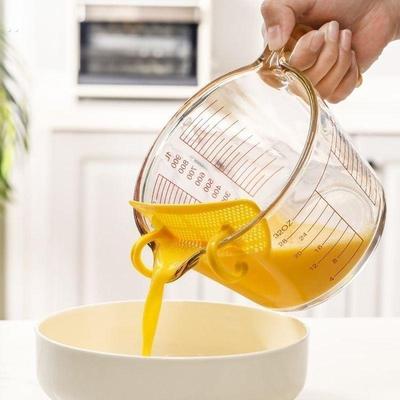 蒸蛋羹专用过滤器漏斗网过滤器大容量规模打蛋玻璃透明烘焙杯