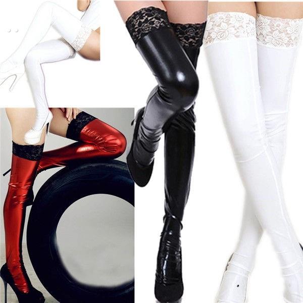 漆皮长筒袜深筒丝袜女士超长大腿袜皮袜过膝稀奇古怪的袜子夜店