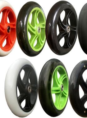 购物车PU轮子20CM大轮不锈钢爬楼橡胶轮双轴承静音耐磨买菜车小轮