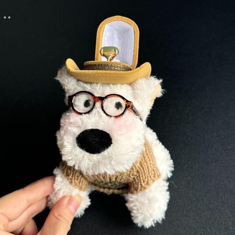 帽子西高地玩偶小狗戒指盒婚礼告白求婚首饰盒送女友惊喜礼物创意