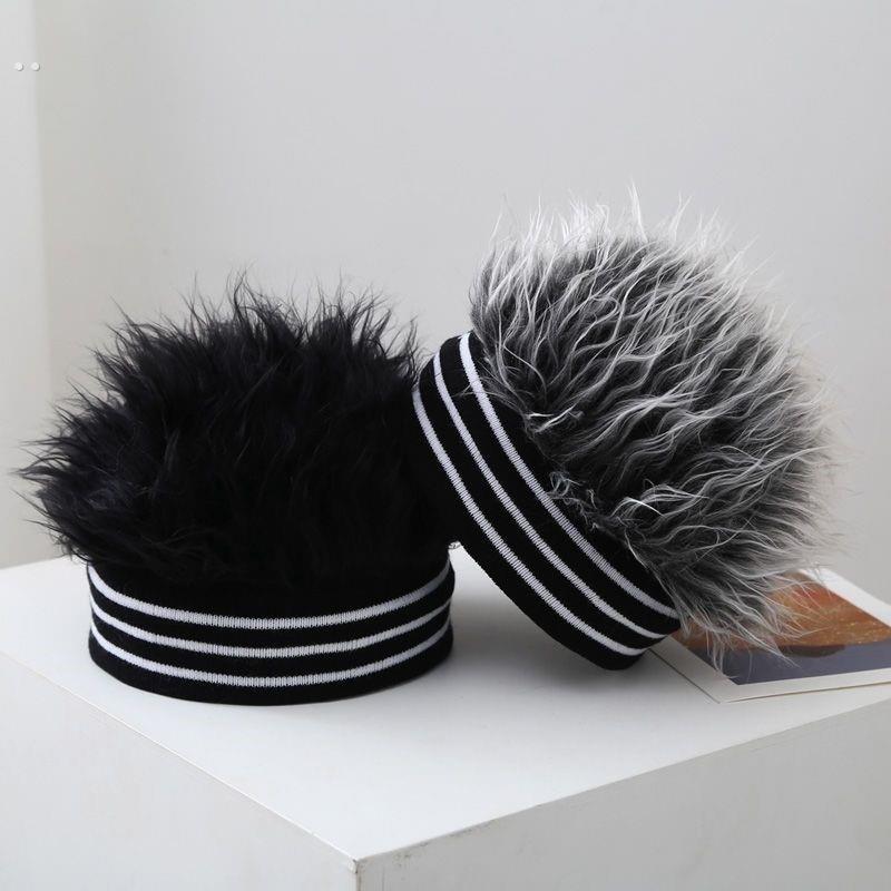 儿童帽子春秋男童假发帽宝宝街舞帽帅气针织头套潮流个性套头帽冬