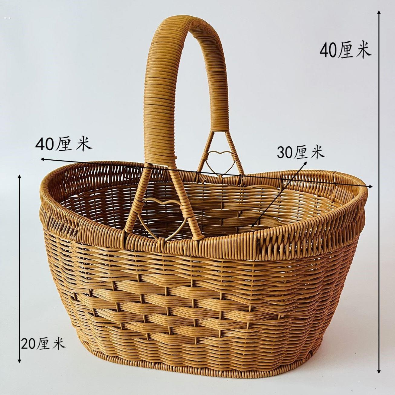 拜财神篮网红爆款水果篮编制筐子拜山专用篮置物篮子采摘购物野餐