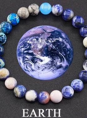 头手串太阳系八大行星天然头弹力绳串珠手链男女礼物手串饰品