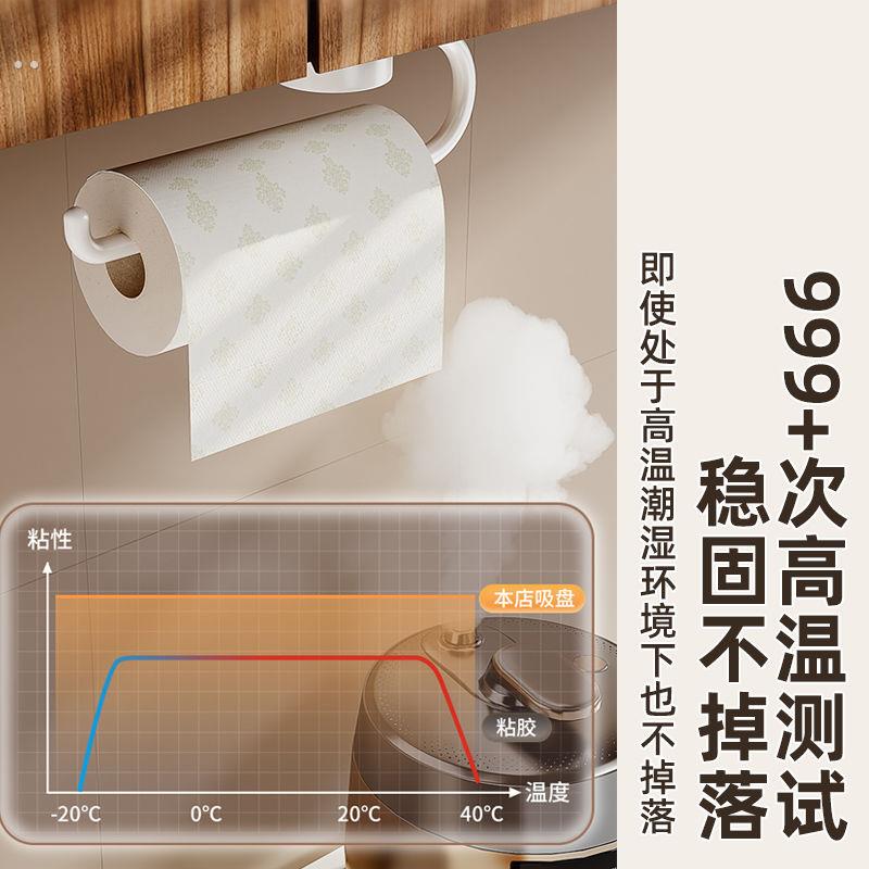 新款吸盘壁挂式贴墙家用厨房纸巾架抹布吸油卷纸保鲜膜收纳置物架