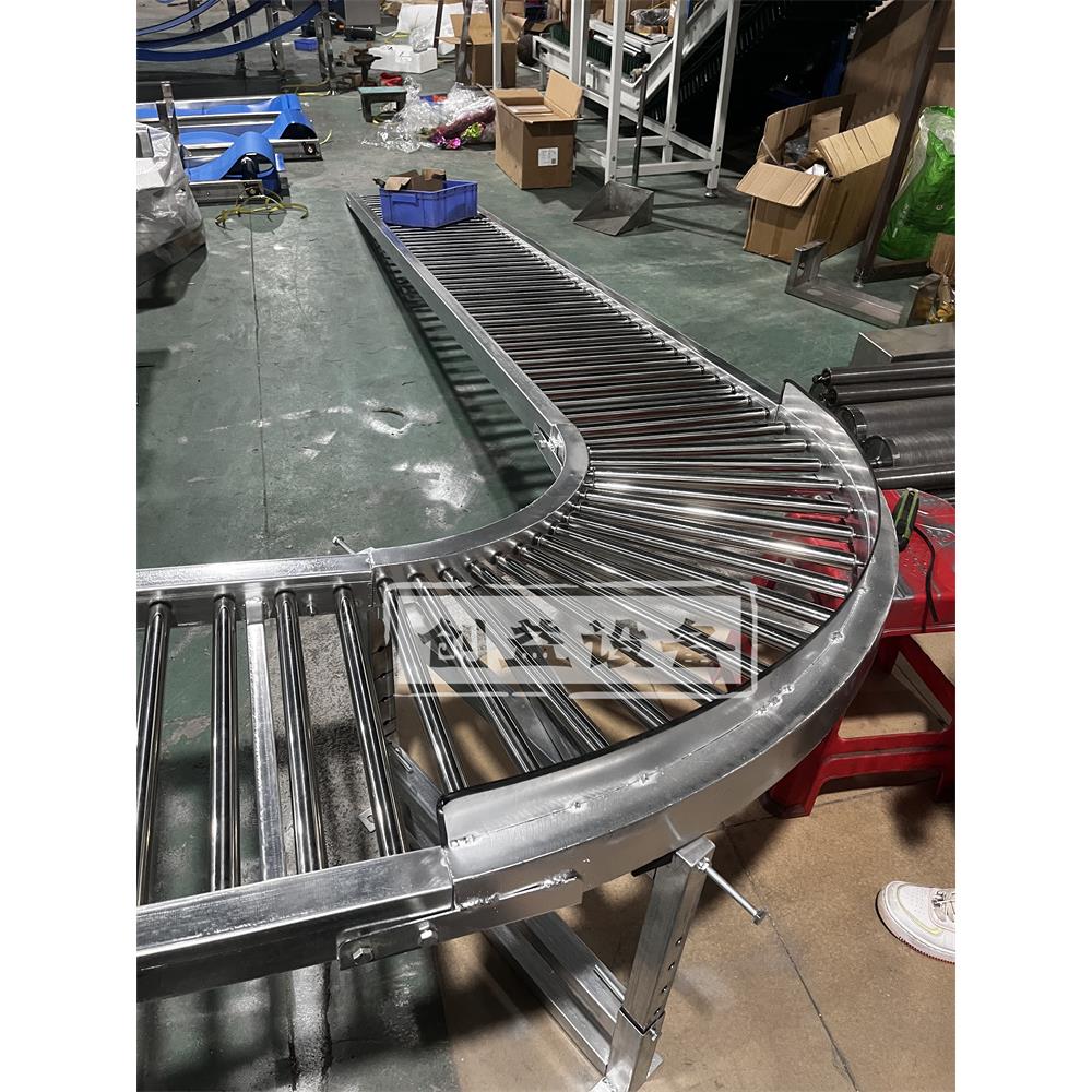 动力滚筒输送线物流传送带转弯滑道无动力滚筒流水线动力卸货滑轮