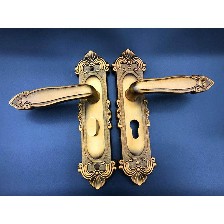 卧室门锁家用木门通用型静音单舌锁欧式门锁房间门套装黄古铜铜色