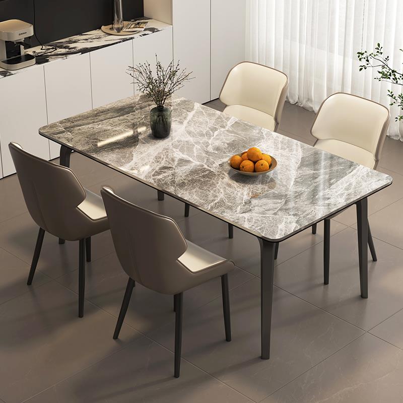 轻奢岩板餐桌椅组合2025新款长方形家用客厅小户型高级感吃饭桌子