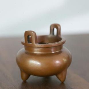 饰品 纯手工纯铜紫铜三足冲耳炉熏香家用室内宣德摆件焚香工艺品装