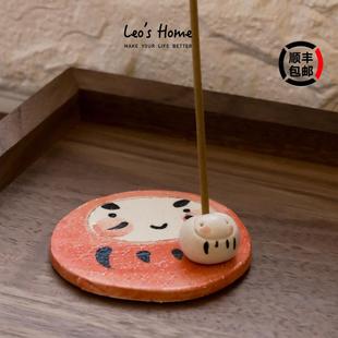 濑户烧可爱兔子 线香插香座 达摩 线 香盘陶土 猫咪香立日式 日本