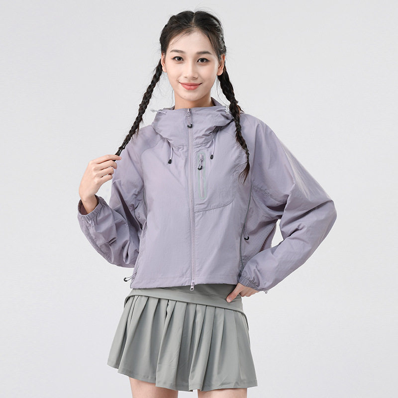 防晒衣女小个子女百搭防紫外线防晒服短款冰丝轻薄连帽透气外套