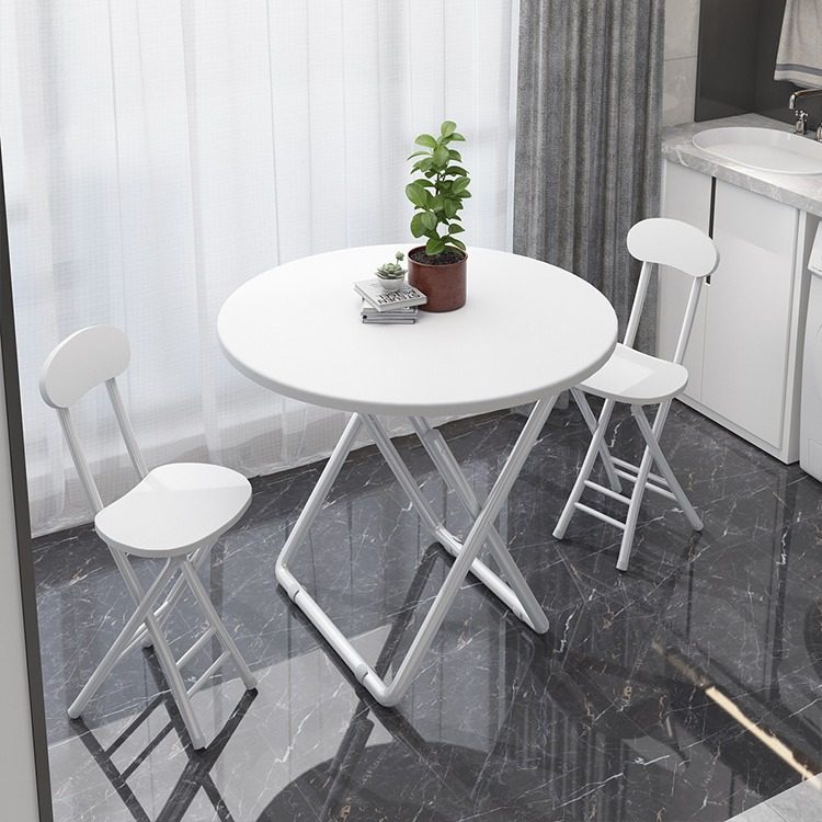 出租屋折叠圆桌小桌子便携式饭桌家用简易方桌餐桌小户型桌椅组合