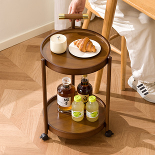 实木移动沙发边几茶几带轮沙发边柜边桌床头柜客厅桌子零食小推车