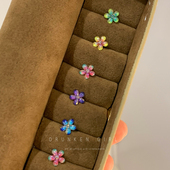 彩色小花朵钛钢耳骨钉女款 耳钉耳环多巴胺双耳洞耳饰 精致巨好看