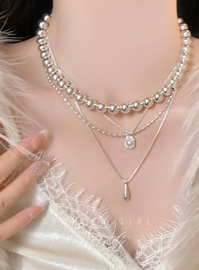 多层叠戴水滴珍珠项链女