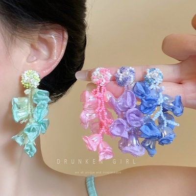 SpringOuting！彩色花朵耳环女