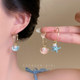 蓝色海星贝壳珍珠耳环女独特漂亮耳饰品2025新款 高级感气质耳钉