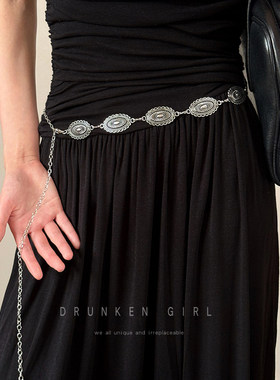 波西米亚金属花朵腰链女复古民族风配裙子腰带甜酷辣妹高级感配饰