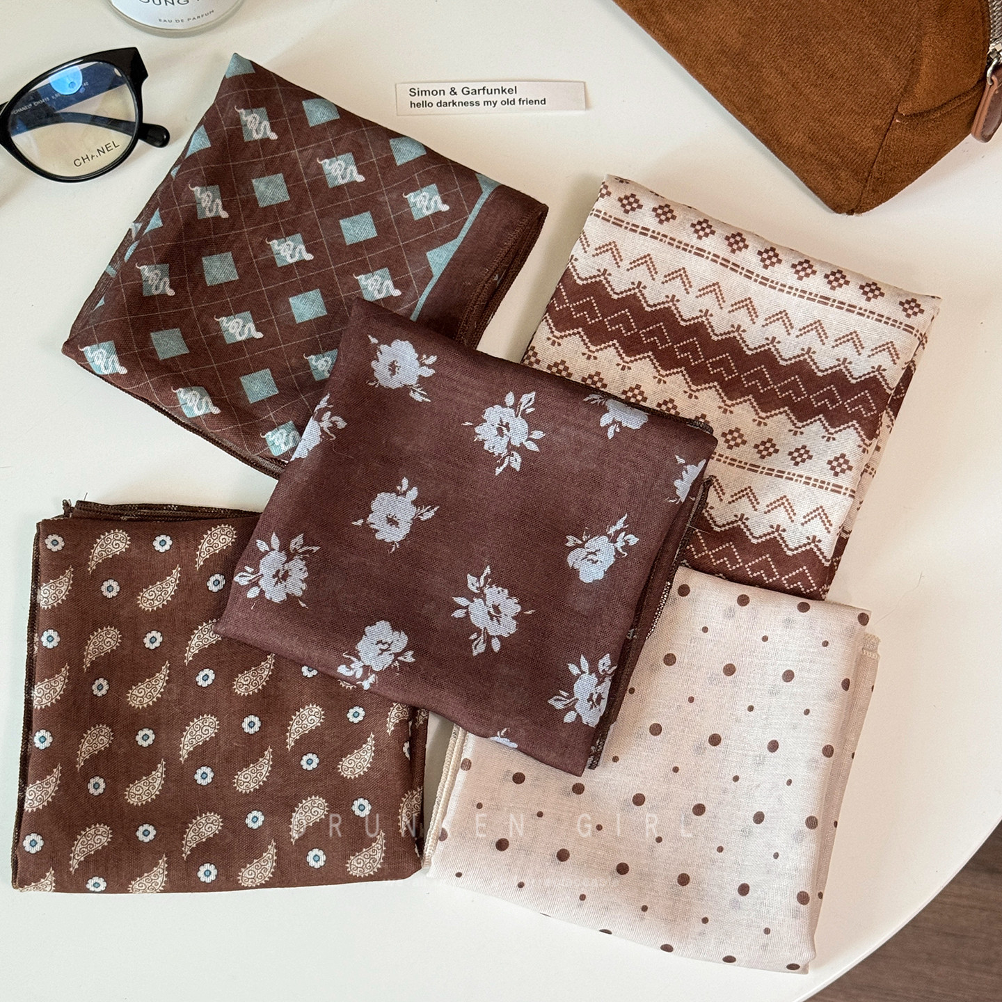 日韩系文艺百搭氛围感方巾女小众时尚棉麻系脖丝巾慵懒风颈饰配饰