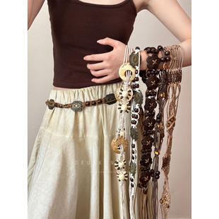 复古波西米亚椰壳花朵腰链女2025新款 配裙子腰带日常百搭外出腰绳