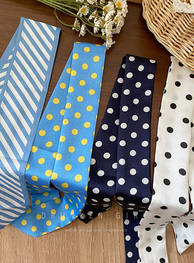 度假风波点复古长条丝巾