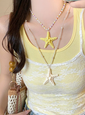 多巴胺长款串珠海星项链
