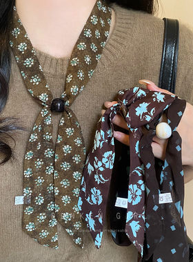 日韩文艺复古氛围感丝巾项链女