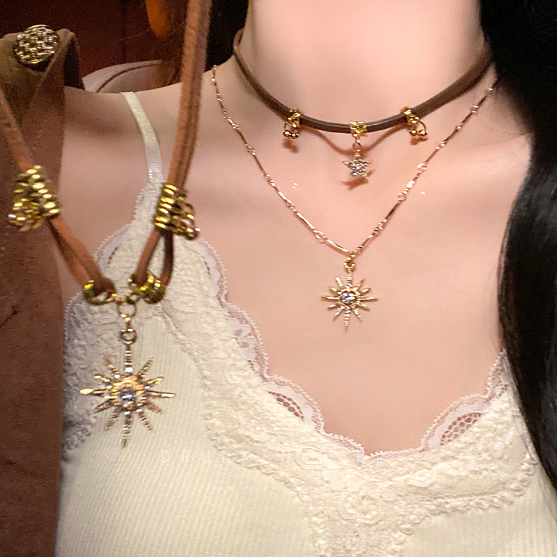 美拉德~甜辣风双层星芒项链女