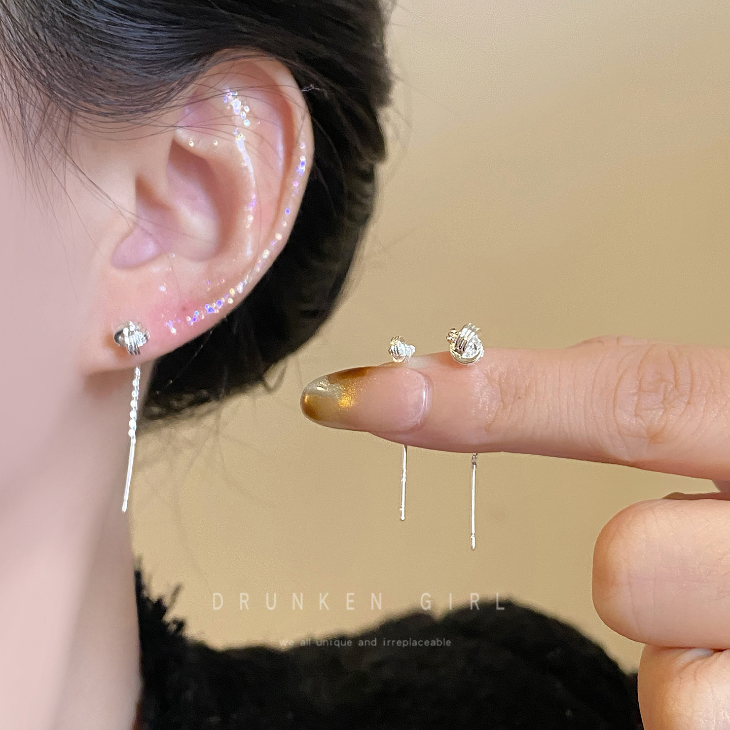 925银针如意结流苏耳线女