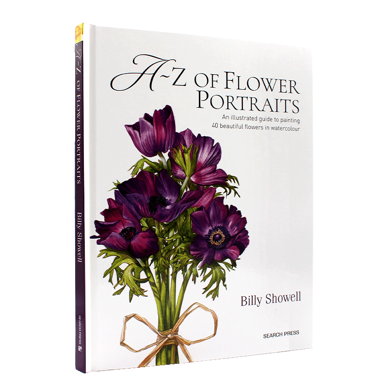 现货 A-Z of Flower Portraits 花卉肖像插图指南 40幅花卉水彩画作品展示 水彩画花卉 艺术绘画精装本 英文原版