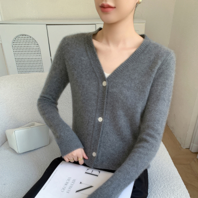 山羊绒开衫女V领宽松显瘦针织