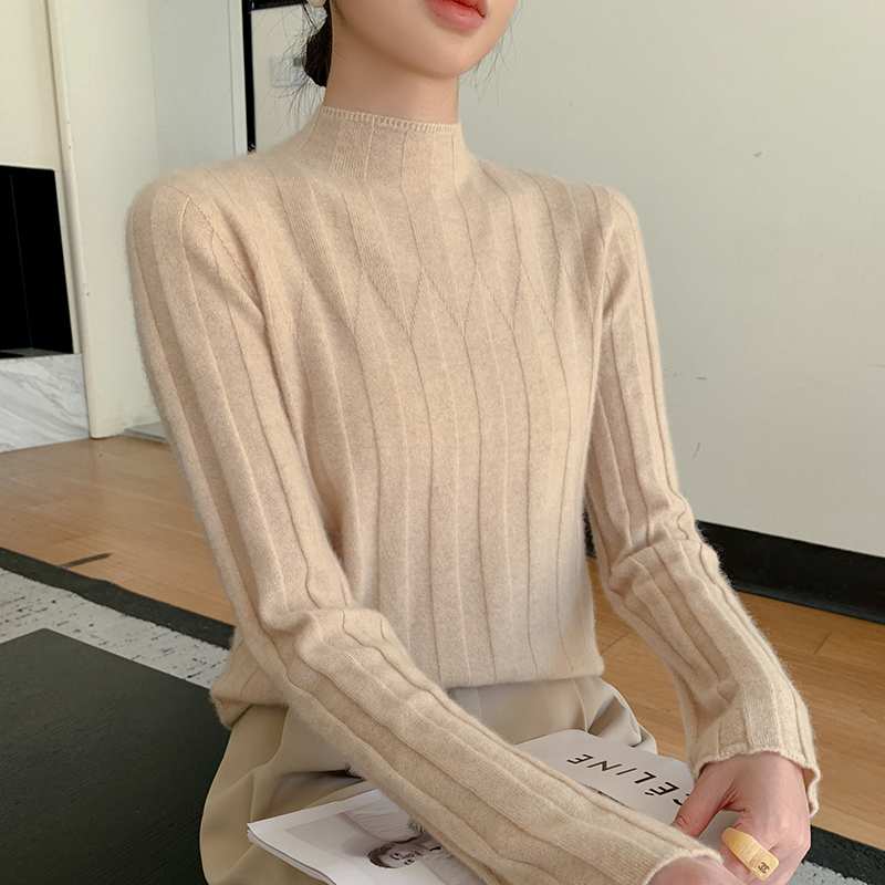 半高领羊绒衫女毛衣舒适针织打底