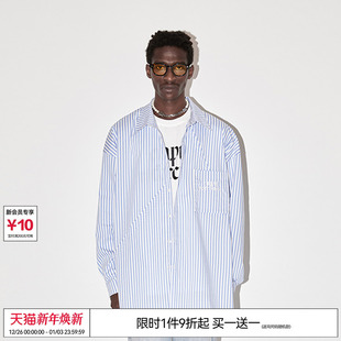 梁雪峰 衬衫 EMPTY 复古小众设计长袖 REFERENCE条纹拼接衬衣 邓为