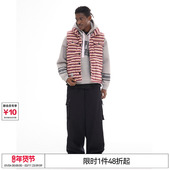 EMPTY 特惠6折起 十个勤天 REFERENCE毛呢条纹翻领羽绒棉马甲背心