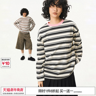 EMPTY T恤打底衫 REFERENCE 复古条纹上衣宽松长袖 美式 林墨同款