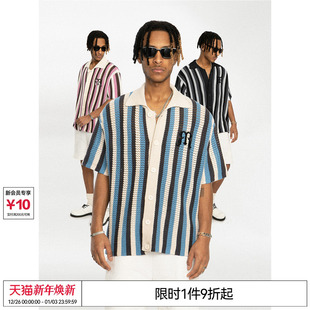 于洋EMPTY 张颜齐 REFERENCE 条纹编织衬衣短袖 武艺 衬衫 范丞丞