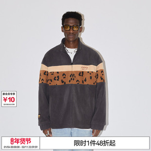 特惠6折起 EMPTY REFERENCE原创豹纹拼接摇粒绒立领夹克外套男女