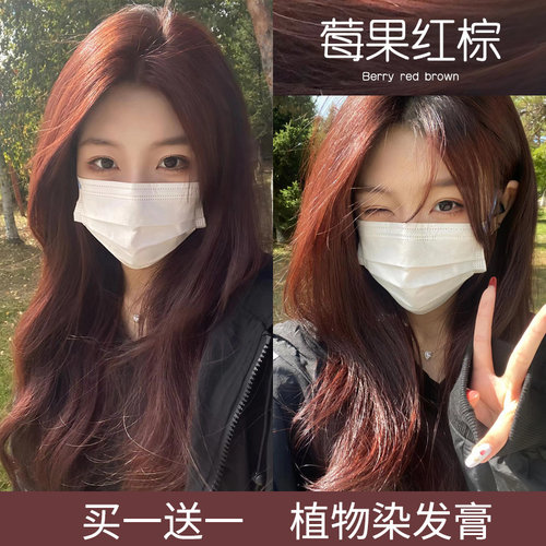 莓果红棕染发膏植物2022流行纯