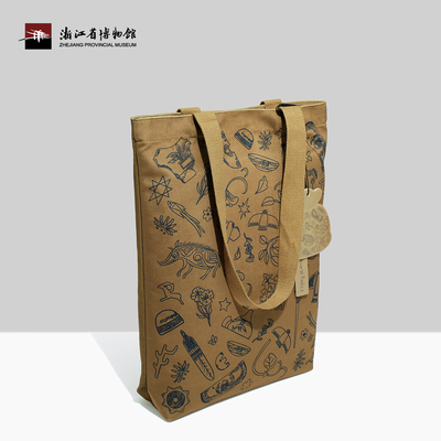 【浙江省博物馆】鸟兽集文创单肩包珍奇万象棕黄色文化创意包袋