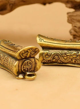 手工镀铜迷你升官发财小棺钥匙扣挂件铜器复古实心招财吊坠礼物